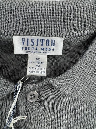 Visitor Poeta Moda Merinowollmischung Polo Pullover Herren Größe 4X Neu mit Etikett - Bild 3 von 9