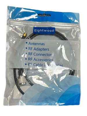 Eightwood RP-SMA Male (female pin) to N-Type Male RF Coax Cable, 3ft   New