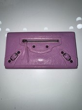 Balenciaga Classic Continental Zip Rose/pink Leather Long Wallet AUTHENTIC