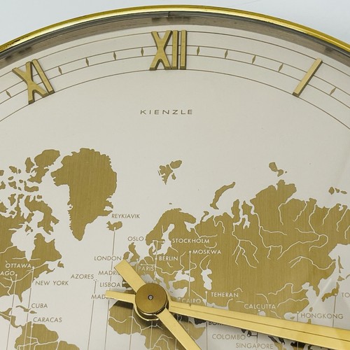 Kienzle Weltzeituhr Worldtimer Tischuhr Messing Uhr die Große Ø 28 cm läuft! - Bild 11 von 12