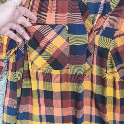 Torrid Harper Georgette Blouse Sz 2 2X 18/20 Yellow Plaid Fall 3/4 Sleeve NWOT - Picture 10 of 17