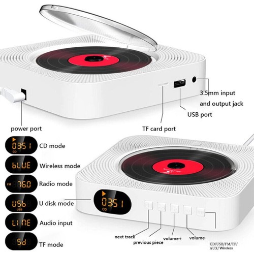 Tragbarer CD Player Bluetooth eingebauten HiFi Lautsprechern Desktop CD-Player - Bild 2 von 12