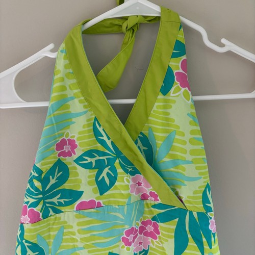 Vestido Halter Vintage Lilly Pulitzer Niña Hibisco Palma Hawaiano Talla 12 - Imagen 2 de 8