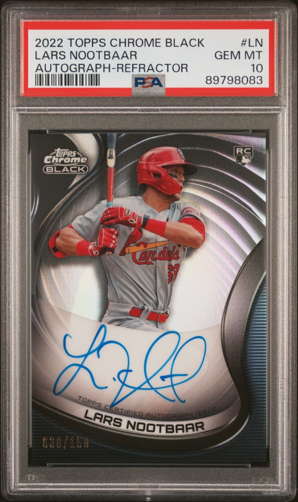 2022 Topps Chrome Black LARS NOOTBAAR #CBA-LN Refractor Auto /150 Cardinals RC