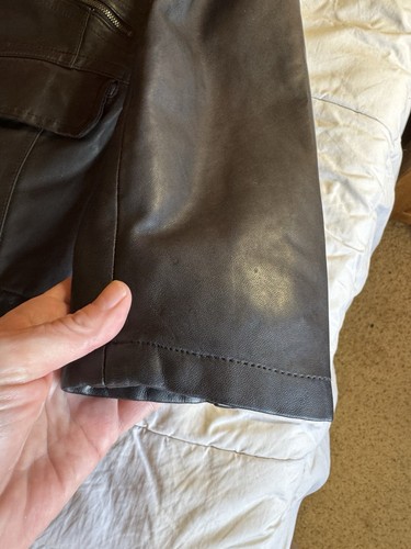 Men's Banana Republic Leather Jacket, Moto Buckle, Black, Size M - Picture 9 of 14