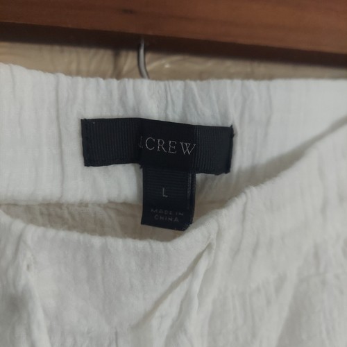 J. Crew weiße Gaze Baumwolle Kordelzug Cropped Hose Gr. Large - Bild 3 von 10