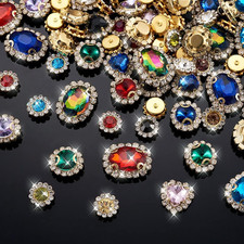 160PCS Sew on Rhinestones for Jewelry Costumes with Light Gold Plated Claws Sewi