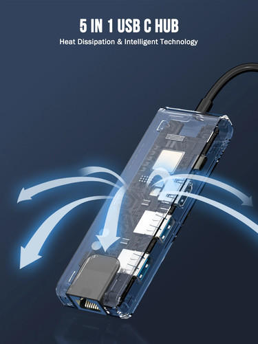 5-in-1 USB Hub docking station USB C to RJ45 Gigabit Ethernet 4K HDMI Multiports - Picture 11 of 11