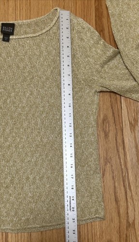 Eileen Fisher 100% Leinen Pullover U-Boot Ausschnitt Strickpullover Gr. Medium beige hellbraun - Bild 6 von 11