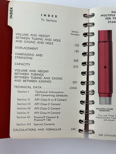 Halliburton Cementing Tables Book 1945-1981 Engineering Red Book Spiral Bound - Picture 4 of 8