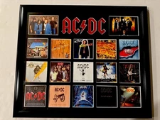 Ac/Dc Album Cover Collage Framed 26 1/4” X 22 1/4”