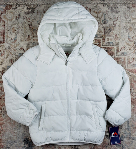 NEW Mighty Mac Kids Sz SMALL Puffer Zip Jacket Hooded Winter Coat White $85 NWT - Picture 1 of 12