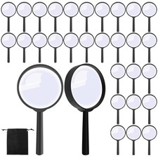 Elcoho 24 Pack Handheld Magnifier Plastic Magnifying Glass for Reading Jewelr...