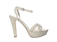 Benjamin Walk Womens Elena Beige Ankle Strap Heels Size 8.5 (7738634)