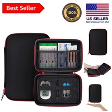 Compact Diabetes Testing Kit Travel Case - Durable EVA Organizer with Zippers