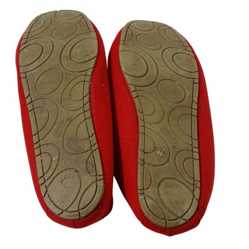 Old Navy Sherpa Lined Moccasins Slippers Women Size 8 Red Faux Suede With Bow  - Picture 9 of 9