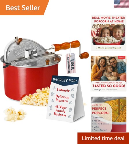 Whirley Pop Popcorn Maker - 6 Quart Aluminum Stovetop Popper - Picture 1 of 11