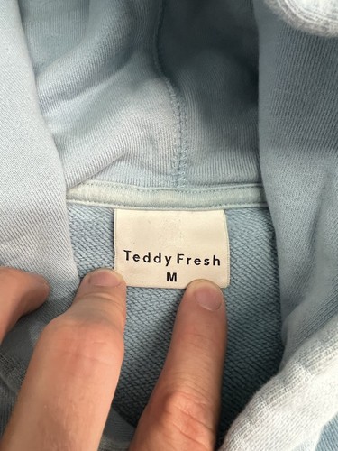 Teddy Fresh Angel Bear Blue Heavyweight Hooded Sweatshirt Women’s Size M Medium - Picture 4 of 7