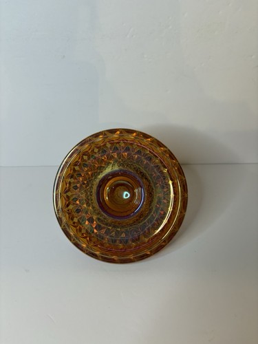 Imperial Glass Hobstar Marigold Carnival Glass Jar Lid - Bild 3 von 7
