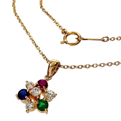 TASAKI Diamant Smaragd/Rubin/Saphir Halskette K18 Gold 3,5 g 15,7 Zoll Damen - Bild 1 von 4