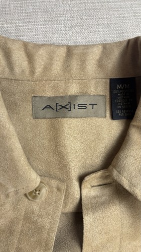 Axist Men's Size Medium Faux Suede Tan Long sleeve Button Up Pockets Shirt - Picture 7 of 13