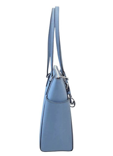 MICHAEL KORS CHARLOTTE LG TOP ZIP TOTE SHOULDER BAG DENIM/SILVER TONED HARDWARE - Picture 4 of 11