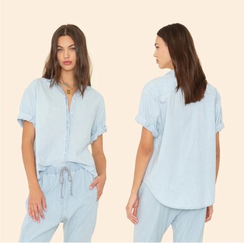Xirena light blue channing shirt short sleeve button up womens XS lightweight - Picture 3 of 10