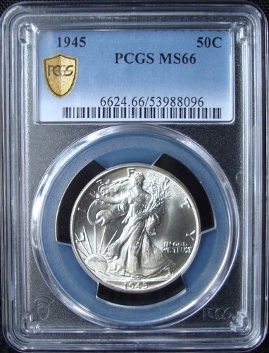 1945 Walking Liberty Silver Half Dollar - PCGS MS 66 - Gold Shield