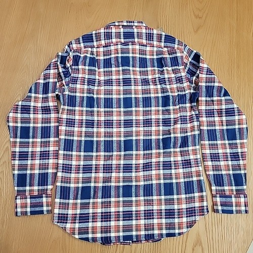 J. Crew Mid Weight Flannel Shirt Mens Small Blue Red Plaid Double Brushed Slim - Picture 8 of 8