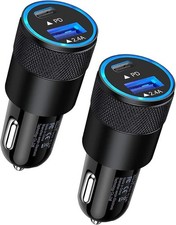 38W USB C Car Charger, PD 3.0 Fast Charge Dual Port USB Type C and 2.4a USB A