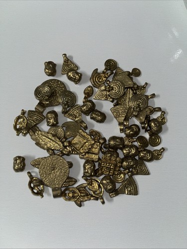 Brass Lot Of Macrame Jewelry Making Charms And Beads - Picture 2 of 3