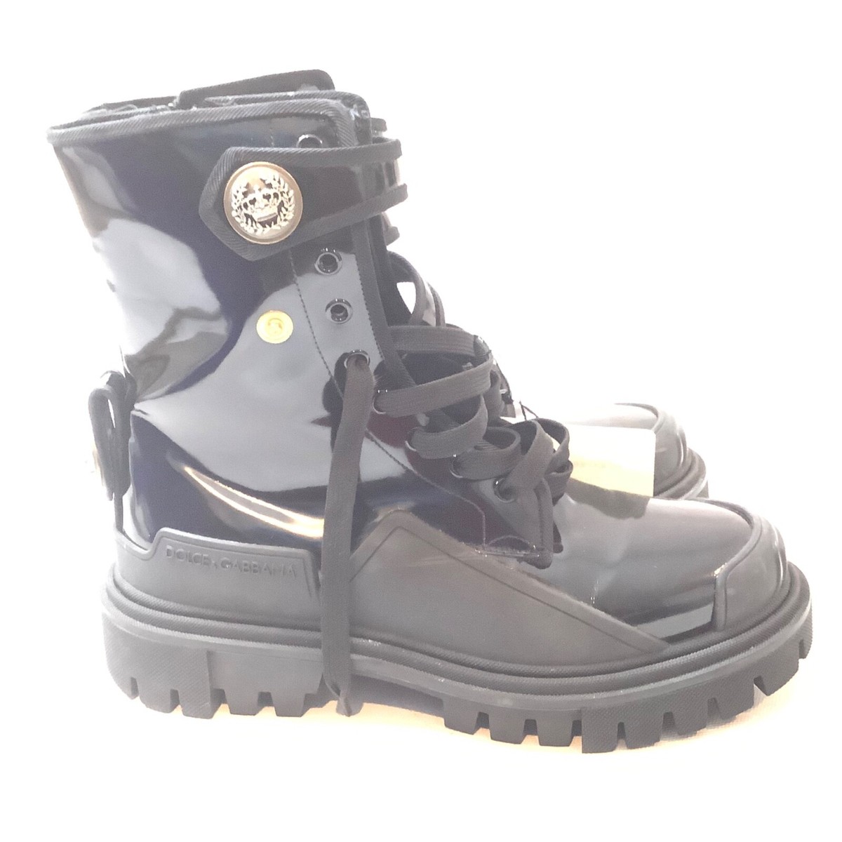 Dolce&Gabbana❤︎美品❤︎レインブーツ❤︎EU39 DOLCE & GABBANA Sz 39 US 8.5 Patent Leather Combat Ankle Boots