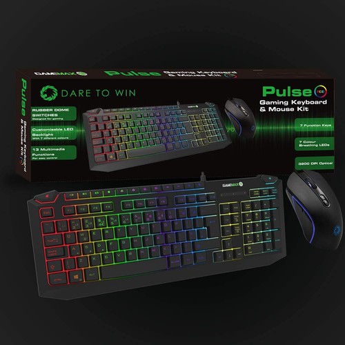 GameMax Pulse RGB Gaming Keyboard & Mouse 7 Colour LED Backlight Windows Mac USB - Picture 10 of 18