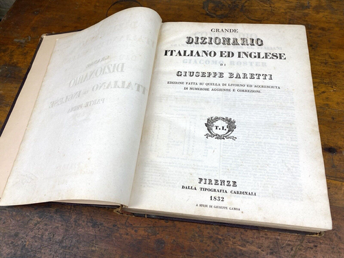 1832 Italian-American Dictionary ~ Giuseppe Baretti ~ 679 pgs, Very Clean - Picture 1 of 12