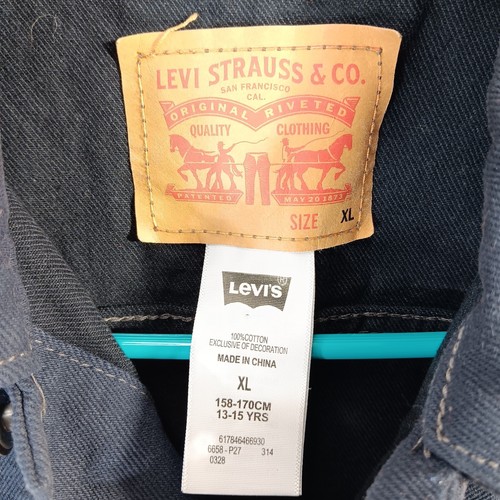 Levi Strauss & Co. Sleeveless Navy Blue Denim Jean Vest Red Tab Youth Size XL - Picture 3 of 10