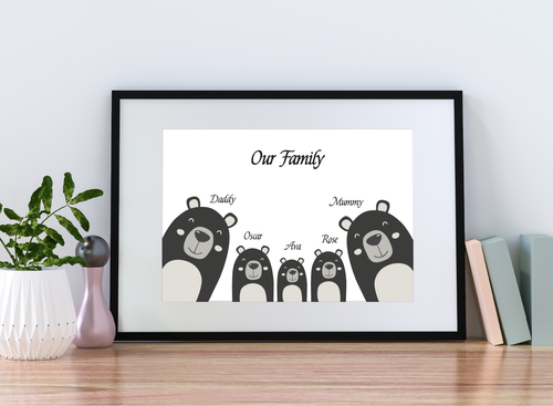 Personalisierter Bärenfamiliendruck, Weihnachtsgeschenk für Mama und Papa, Einweihung - Bild 4 von 6