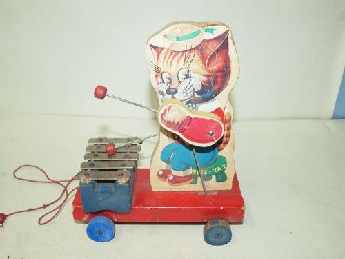 VINTAGE 50er JAHRE "PUSS TAT" XYLOPHON PULL-A-LONG SPIELZEUG, MÖGLICHERWEISE FRÜHES TSCHADTAL? - Bild 2 von 8