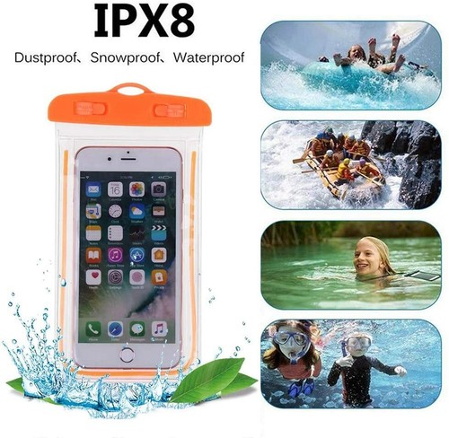 UNIVERSAL WATERPROOF UNDERWATER PHONE CASE Dry Pouch Smartphones Luminous Glow - Picture 7 of 21