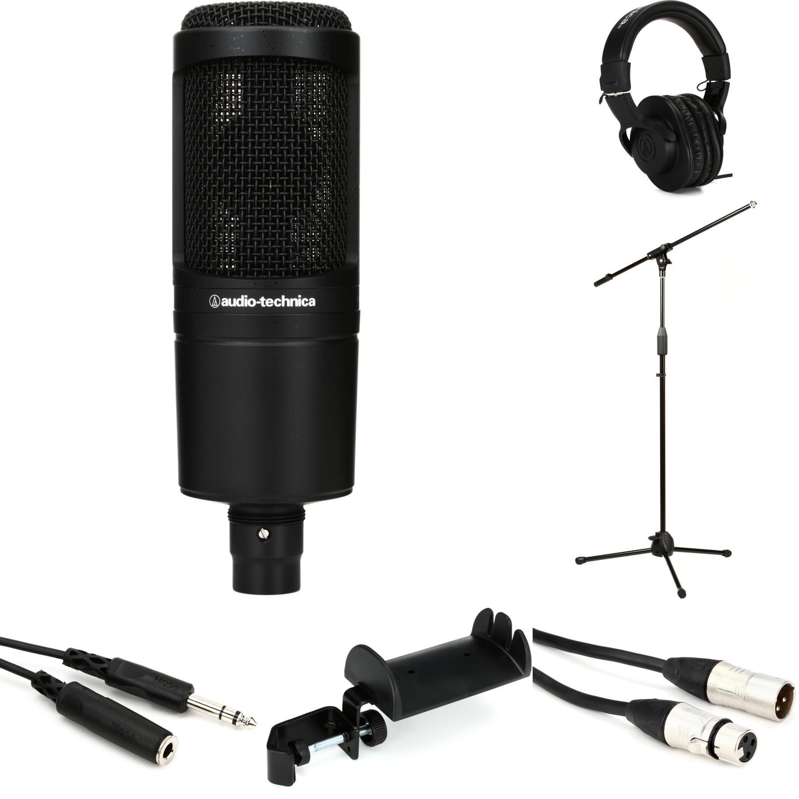 Комплект для вокалиста Audio-Technica AT2020 с наушниками и подставкой