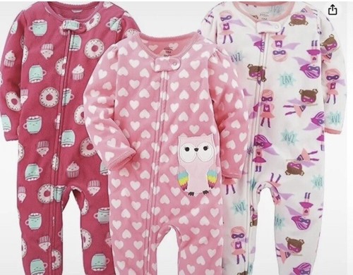 Simple Joys Girls' Pyjamas Suits Fleece 3 Pack 4-5years 5t By Carters #426 - Picture 2 of 7