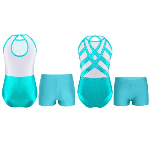 Kids Girls Outfit Glittery Suit Gymnastics Set Leotard Exercise Yoga Costumes - Picture 37 of 51