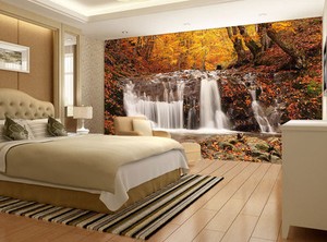 Illuminated Sunset Waterfall Full Wall Mural Photo Wallpaper Print Home 3D Decal