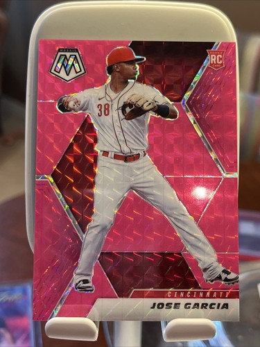 2021 Panini Mosaic Jose Garcia Pink Fluorescent #’d 03/10 Cincinnati Reds - Picture 1 of 2