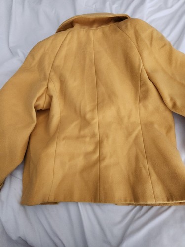Worthington Coat Short Cropped Yellow Pea Coat Size Medium Jacket - Picture 2 of 7