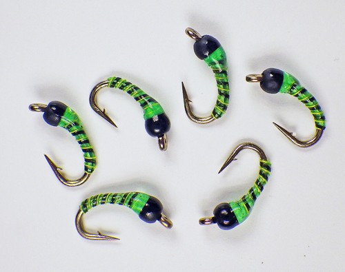 Zebra Midge Tungsten Nymphs Caddis Green - Premium Trout Fly Fishing Flies - Picture 5 of 24