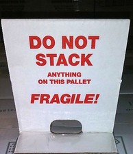 50pcs DO NOT STACK FRAGILE!! Pallet cone/flag bright red lettering,6-1/2"x 6" 