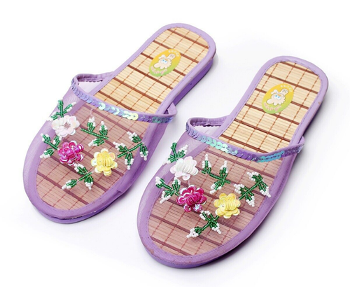 Women Chinese Mesh Floral Slippers Slides Slip On Flats Flip Flop Loafers Mules - Picture 4 of 23