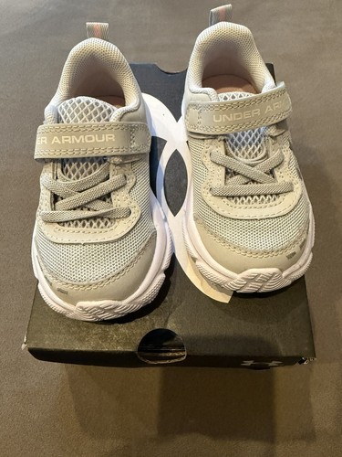 New baby Under Armour Shoes GINF Assert 10AC Little Girls' 5K Gray/Pink sneakers - Picture 1 of 6