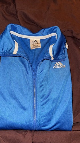 Blue Adidas zip-up jacket for kids Youth Size Large With Matching Shorts - Picture 1 of 7