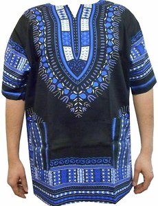 Dashiki African Mens Womens Kente Print Shirt Hippie Blouse Ethnic Top One Size